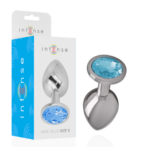 Plug anal metal aluminio con cristal azul talla L